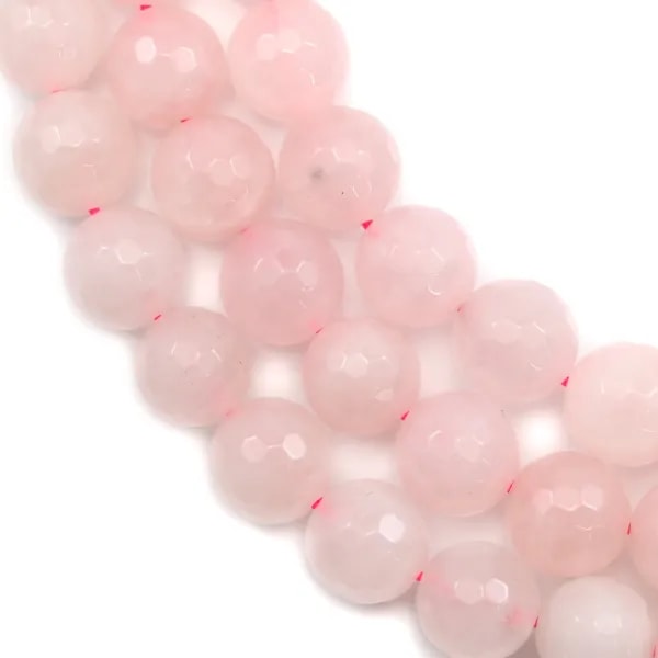 Quartz Rose Ronde Facette 12mm x 40cm 