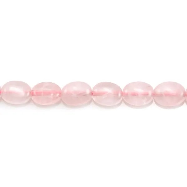 Quartz rose, de forme oval, 6x8mm x 39cm