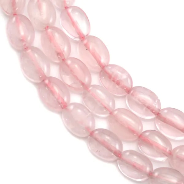 Quartz rose, de forme oval, 6x8mm x 39cm