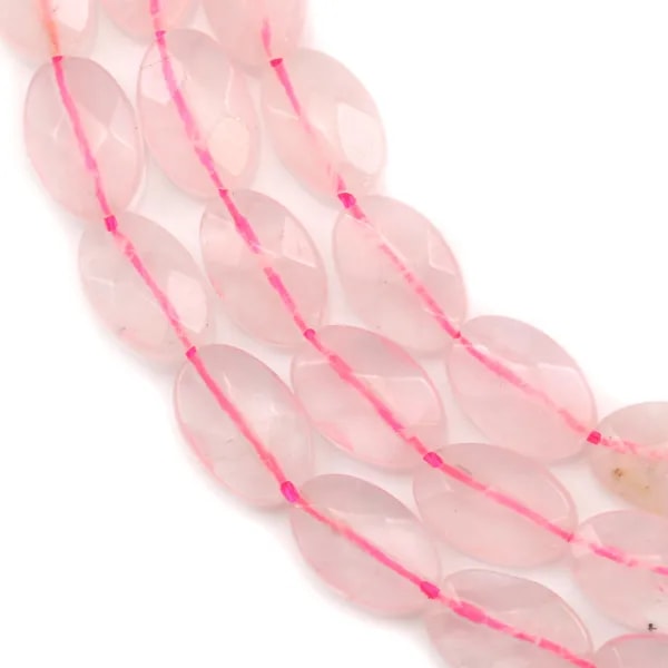 Quartz Rose Ovale facette  10x14mm x 40cm 