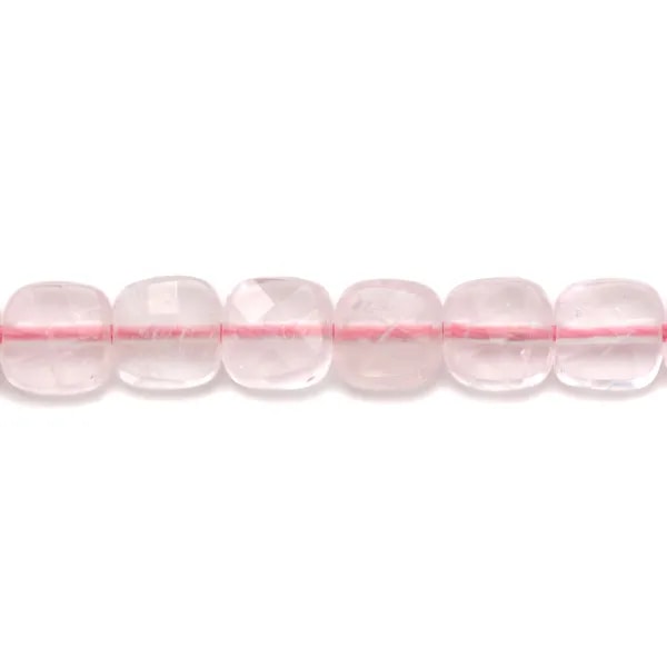 Quartz rose carré facette 6mm x 40cm