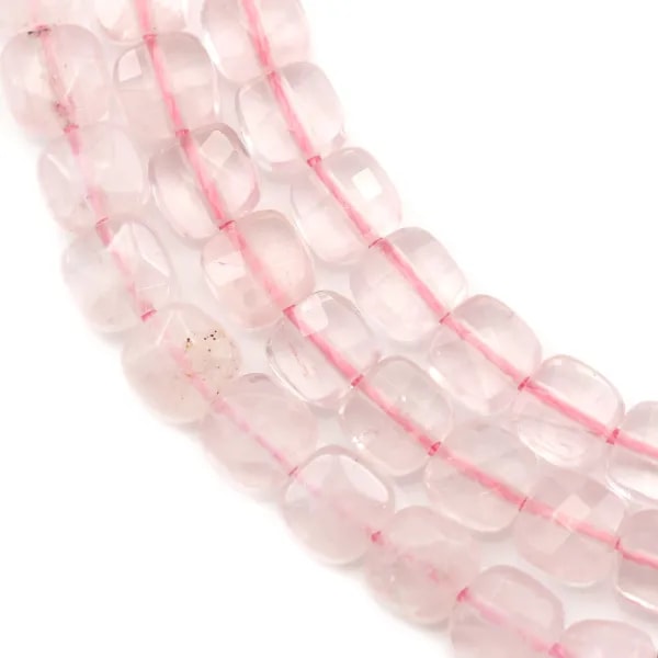 Quartz rose carré facette 6mm x 40cm