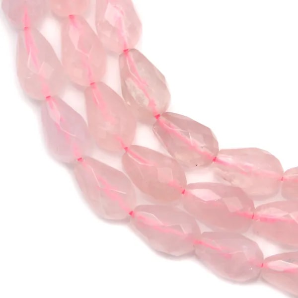Quartz Rose Goutte Facette 8x12mm x 40cm 
