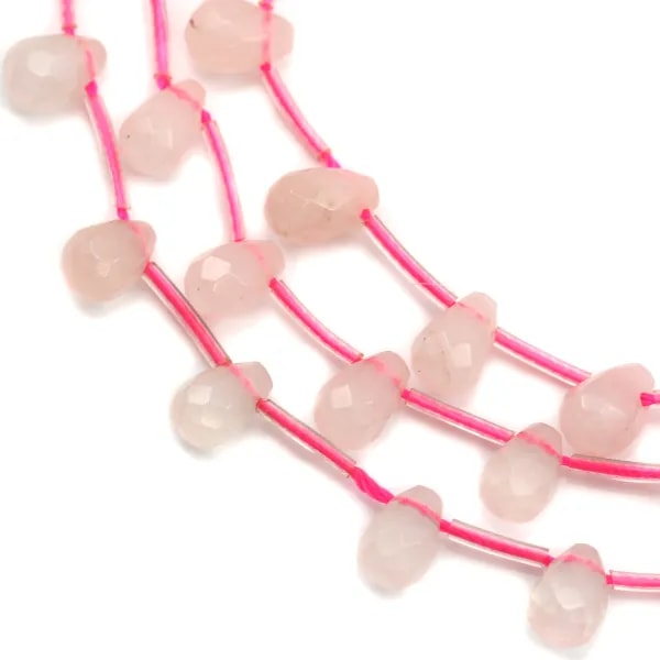 Quartz rose goutte facette 6x8mm x 40 cm