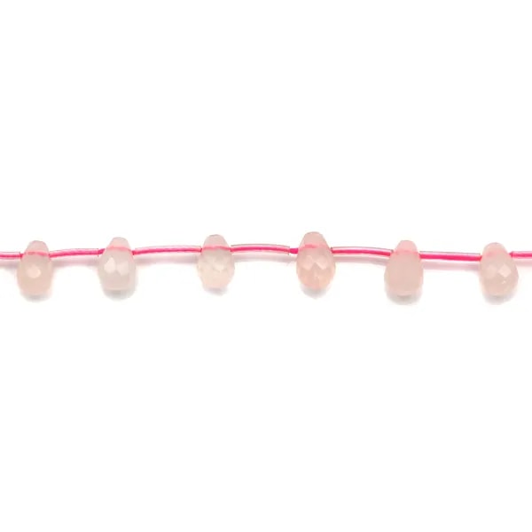 Quartz rose goutte facette 6x8mm x 40 cm 
