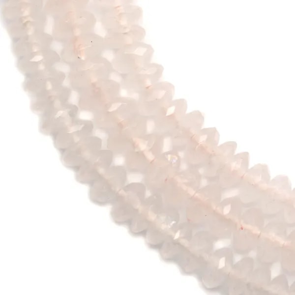 Quartz rose, en forme de rondelles facettées, de taille 2x6mm x 39cm