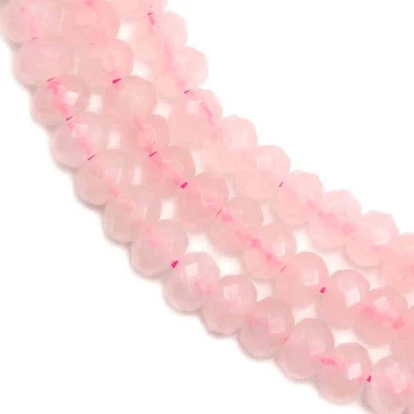 Quartz rose, en forme de rondelles facettées, de taille 4 * 6mm x 39cm