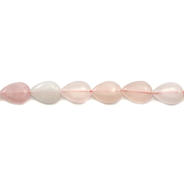Quartz rose goutte plate 13x18mm x 40 cm 