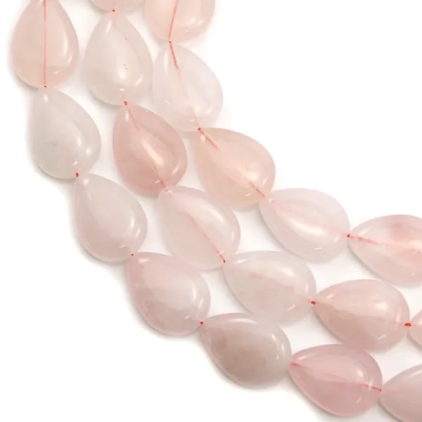 Quartz rose goutte plate 13x18mm x 40 cm 