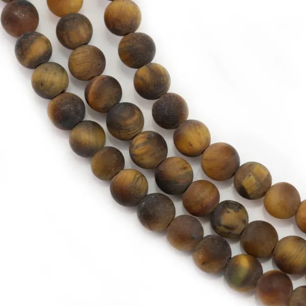 Œil de tigre matte de forme ronde 4mm x 39cm