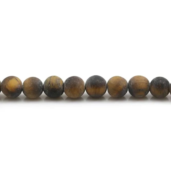 Œil de tigre matte de forme ronde 8mm x 38cm