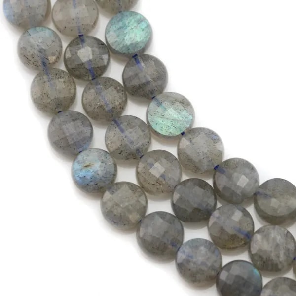 Labradorite, de forme ronde plate facetté, 6mm x 39cm