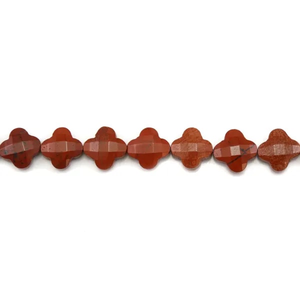 Jaspe rouge trèfle facette 13mm x 2pcs