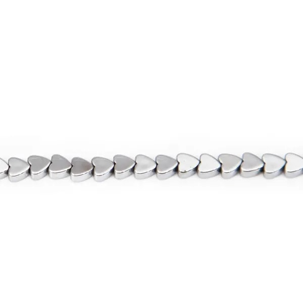 Hématite argneté coeur 4mm x 40cm 