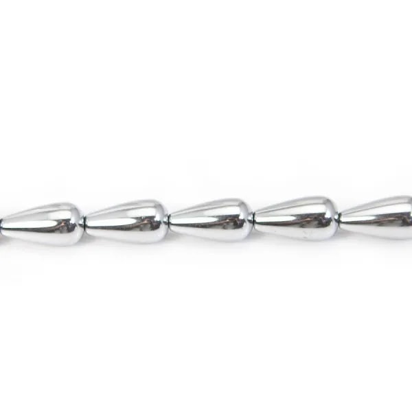 Hématite argenté goutte 8x16mm x 40cm 