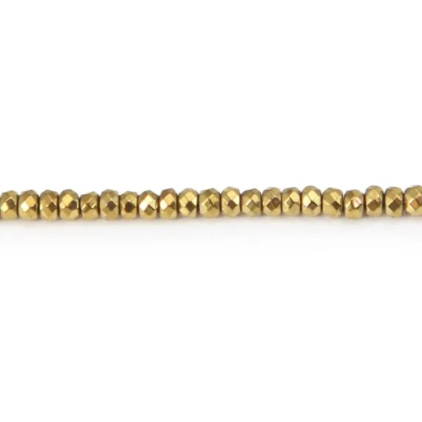 Hématite dorée rondelle facette 3x1.8mm x 40cm 