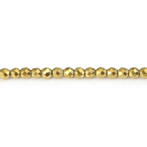 Hématite dorée ronde facette 3mm x 40cm