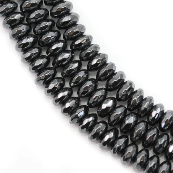 Hématite rondelle facettée sur fil 2x4mm x 40cm