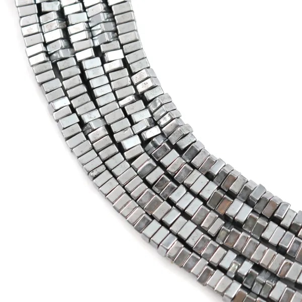 Hematite silver plated lamellar square 1x2mm x 40cm