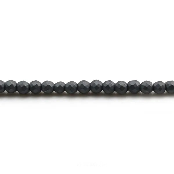 Hématite  matte ronde facette 3mm x 40cm