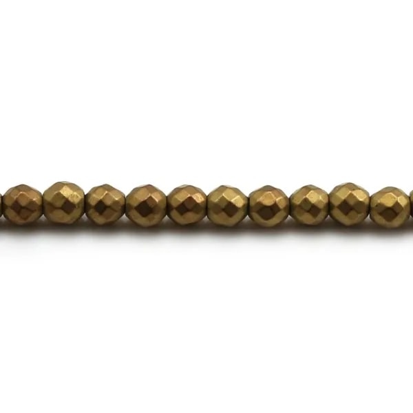 Hématite doré matte ronde facette 3mm x 40cm