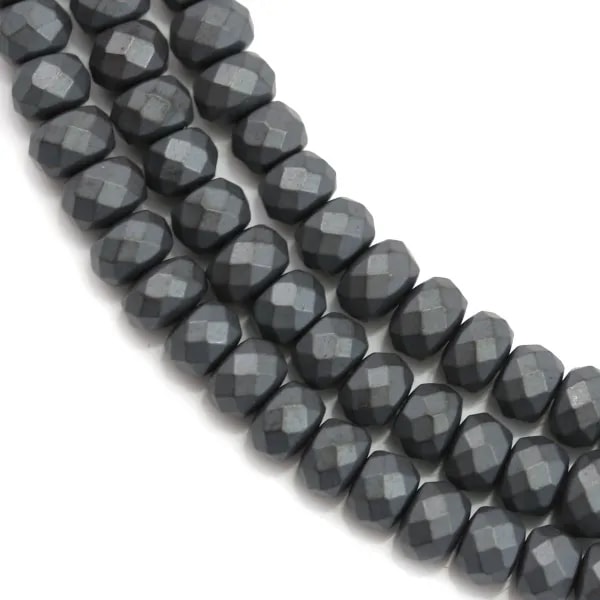 Hématite  mate rondelle facette 3x4mm x 40cm