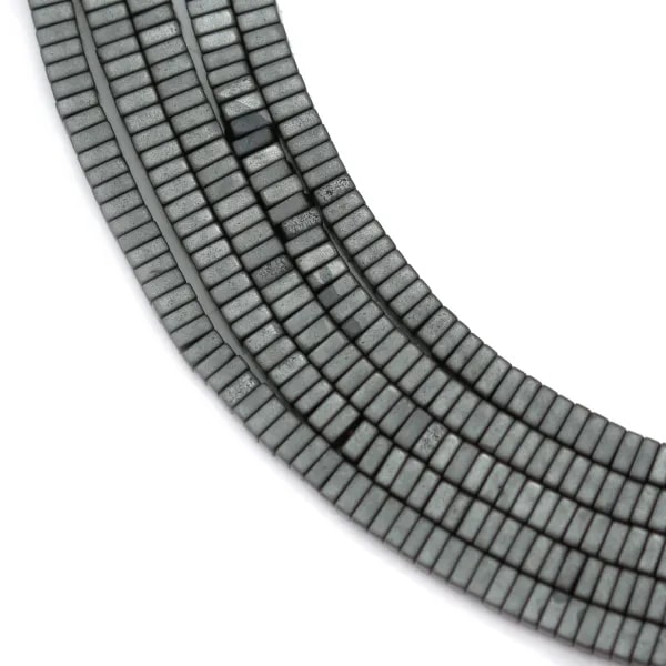 Hématite mate carré lamelle 2x1mm x 40cm