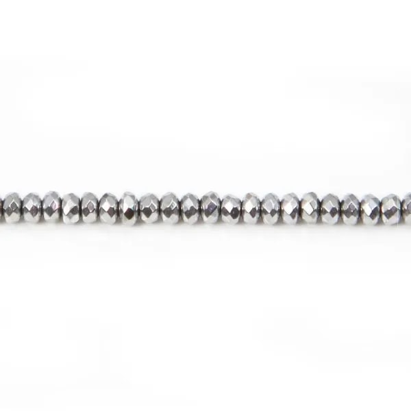 Hématite argenté rondelle facette 2x4mm x 40cm 