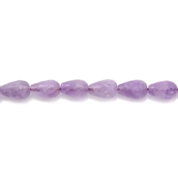 Améthyste clair goutte facette 8x12mm x 40cm