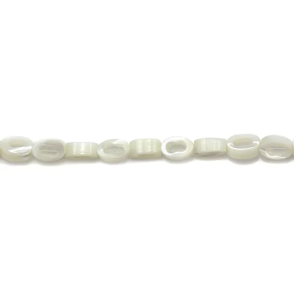 Nacre blanche en oval creux 4x6mm x 12pcs