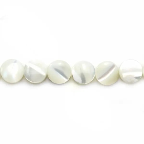 Nacre blanche en rond plat 6mm x 12 pcs