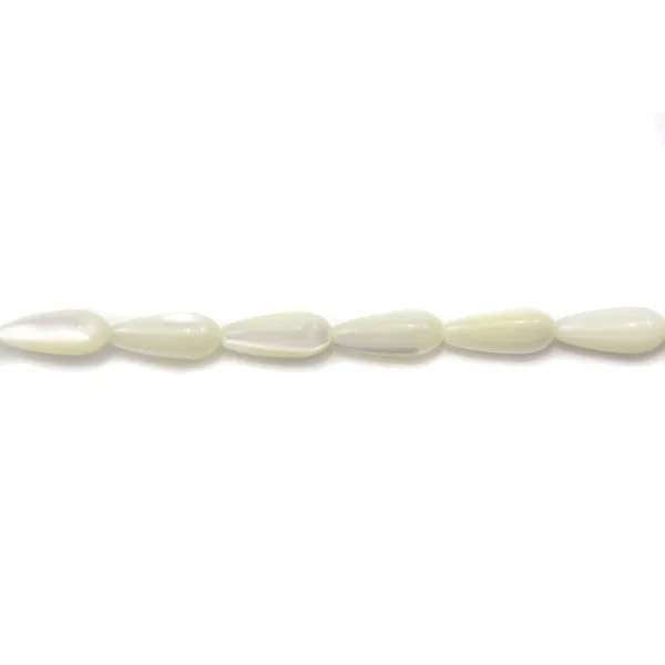 Nacre blanche en forme de goutte 6x12mm x 12 st