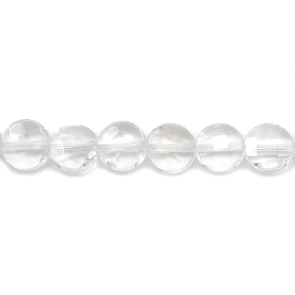 Rock crystal quartz faceted flat round 6mm x 40cm