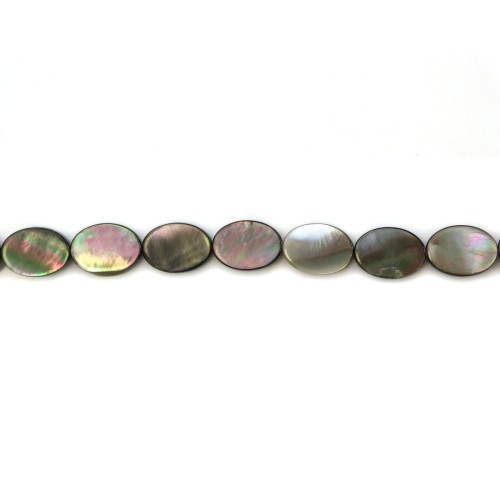 Nacre grise de forme ovale 10x14mm x 10 pcs