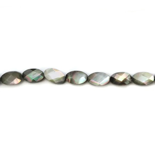 Nacre grise en forme d'oval facetté 6x10mm x 6 st