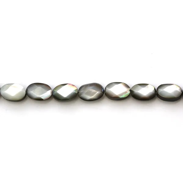 Nacre grise en forme d'oval facetté 6x8mm x 8 pcs