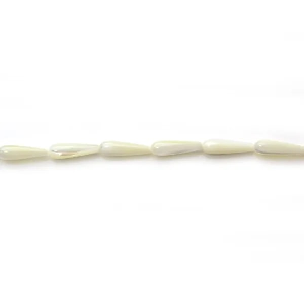 Nacre blanche en forme de goutte 6x19mm x 4 pcs