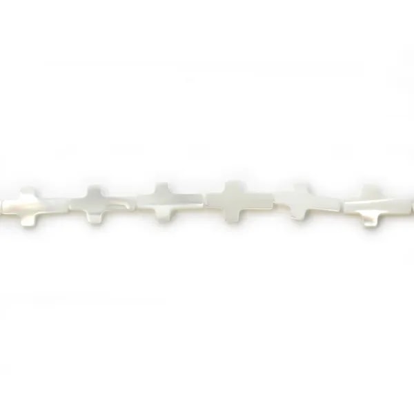Nacre Blanche en Forme de Croix  8x13mm