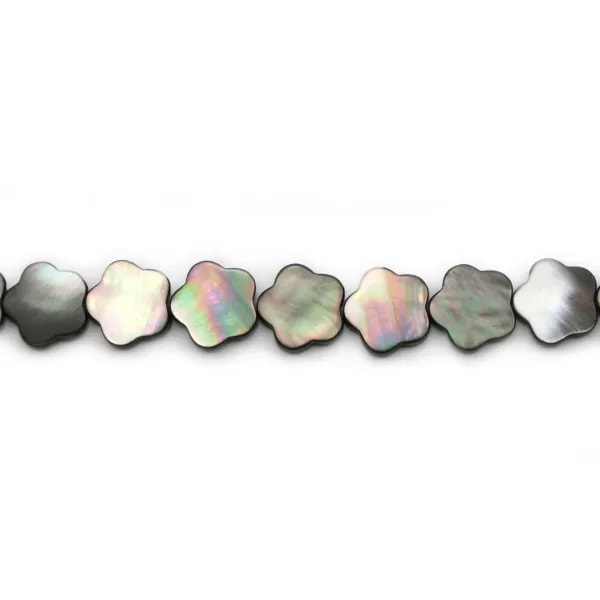 Nacre Grise en Forme de  Fleur 6 Pétales 18 mm x 4 pcs