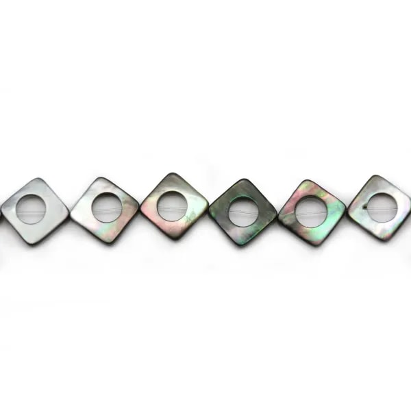 Nacre Grise en Forme de Rhombe Rond EVidé 22mmX  2pcs