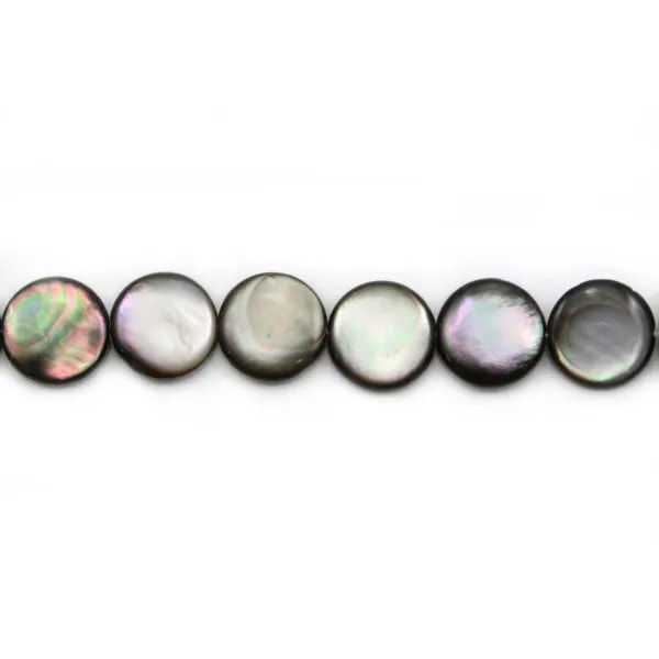 Nacre grise en forme de rond bombé 20mm x 4 pcs