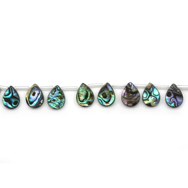 Nacre Grise en Forme de Goutte Plate 12x16mm x 40cm 