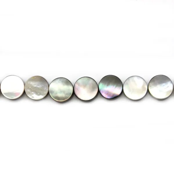Nacre grise en forme de rond plat 10mm x 20 pcs