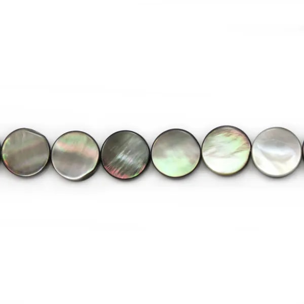 Nacre grise de forme ronde et plate 12mm x 10 pcs
