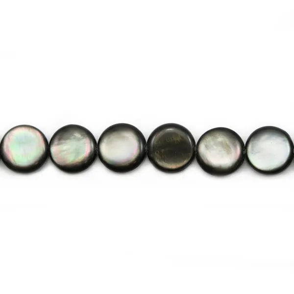 Nacre grise de forme ronde bombée 10mm x 10 pcs
