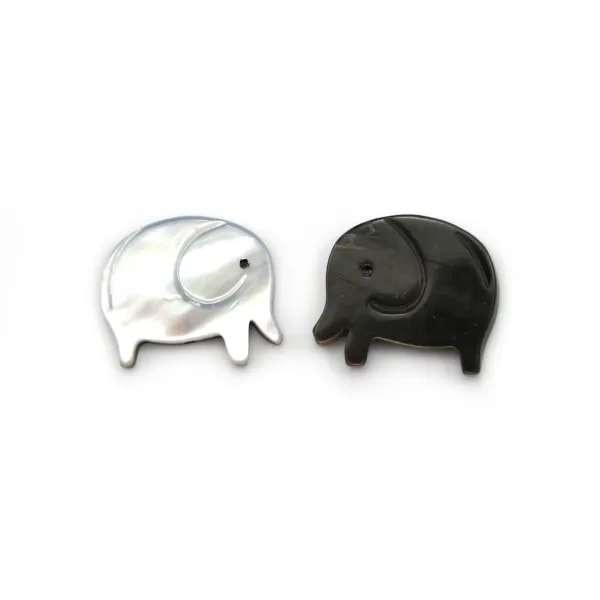 Nacre grise en forme d'éléphant 12x14mm x 1pc