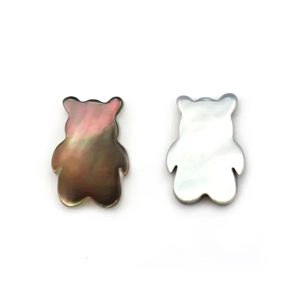 Nacre grise en forme d'ourson 7x10mm x 2pcs