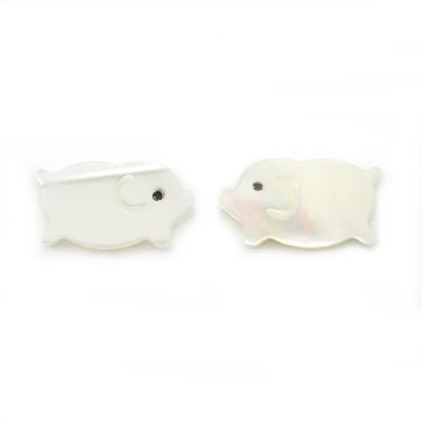 Nacre blanche en forme de cochon 8x14mm x 1pc