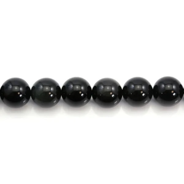 Obsidienne ronde 14mm x 40cm