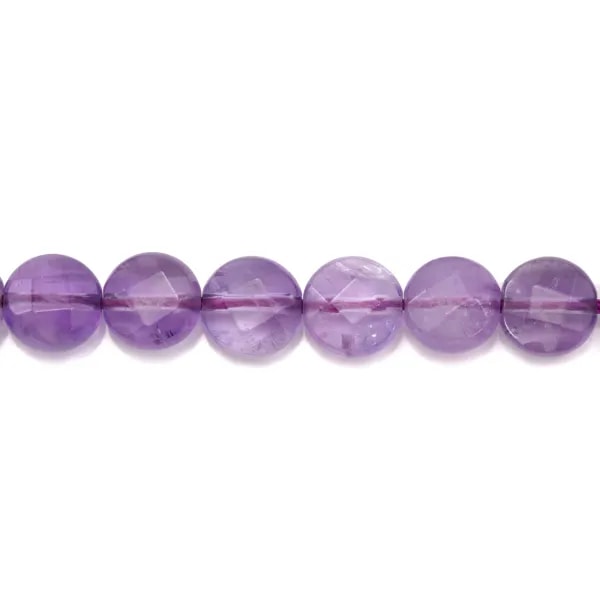 Améthyste claire ronde plate facetté 8mm x 6pcs